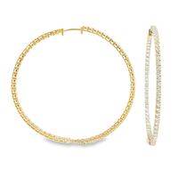 Thumbnail for 10K Solid Yellow Gold Womens Lab Diamond Hoop Earrings 11.71 Ctw