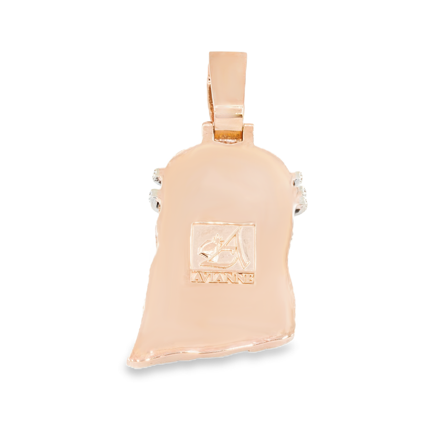 14K Solid Rose Gold Mens Jesus Head Pendant With Round Cut Lab Diamonds 4.02 Ctw