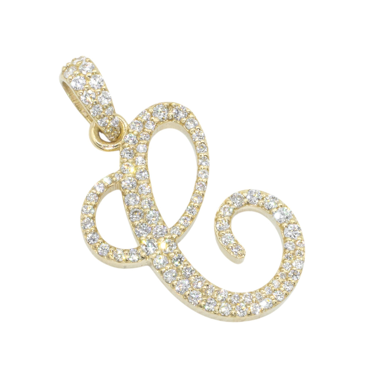 10k Yellow Gold Lab Diamond Letter C Initial Script Pendant 0.57 ctw ...