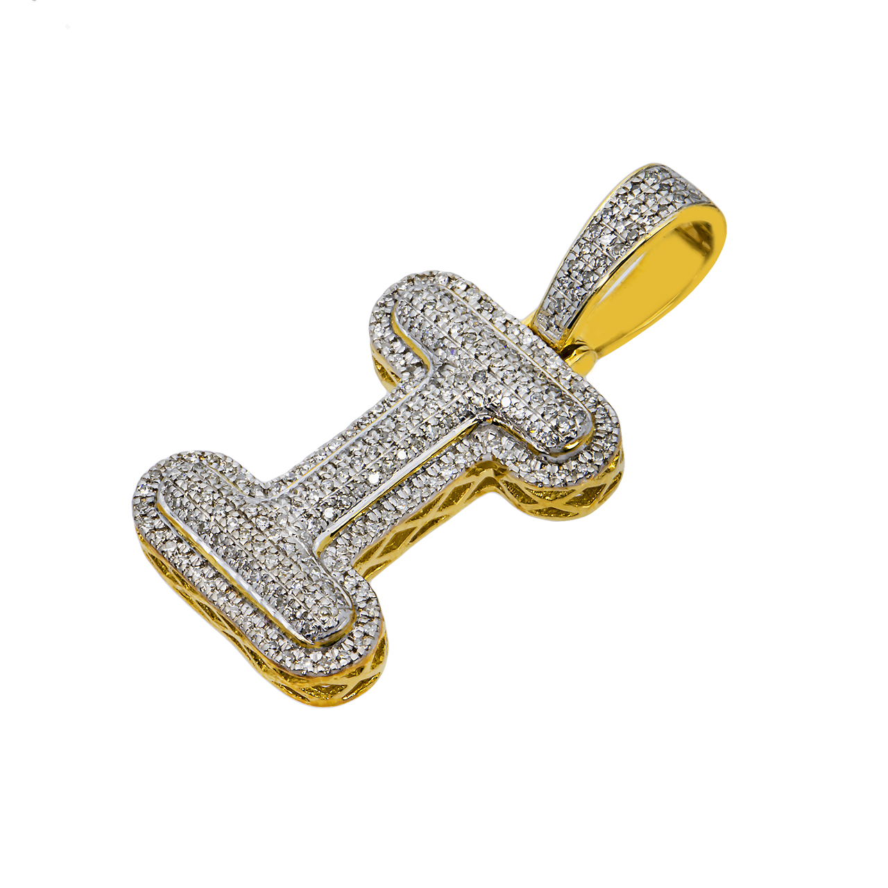 yellow 10k Yellow Gold Diamond Letter I Pendant 0.35 Ctw