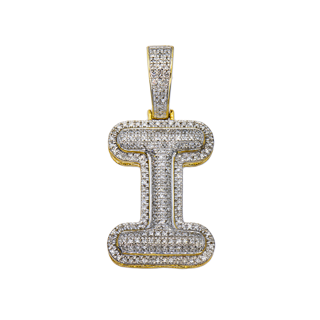 yellow 10k Yellow Gold Diamond Letter I Pendant 0.35 Ctw