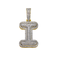 Thumbnail for yellow 10k Yellow Gold Diamond Letter I Pendant 0.35 Ctw