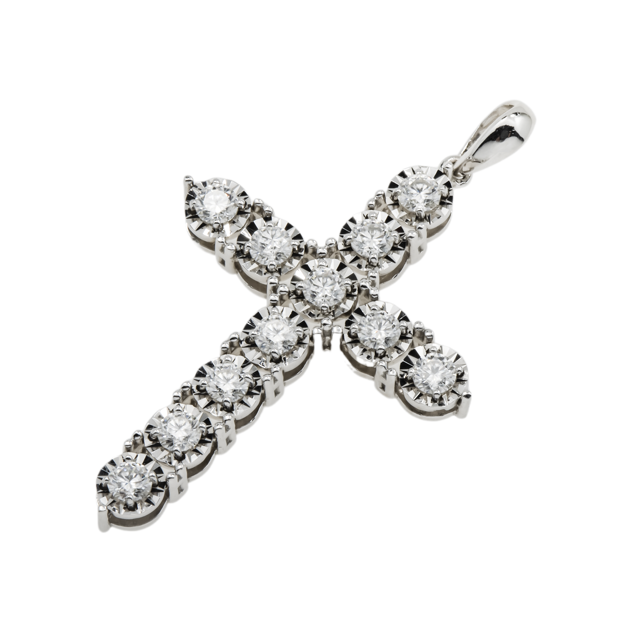 14k White Gold Lab Diamond Cross Pendant 0.75 Ctw