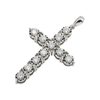 Thumbnail for 14k White Gold Lab Diamond Cross Pendant 0.75 Ctw