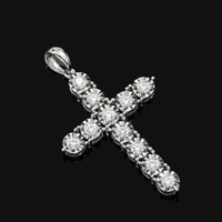 Thumbnail for 14k White Gold Lab Diamond Cross Pendant 0.75 Ctw