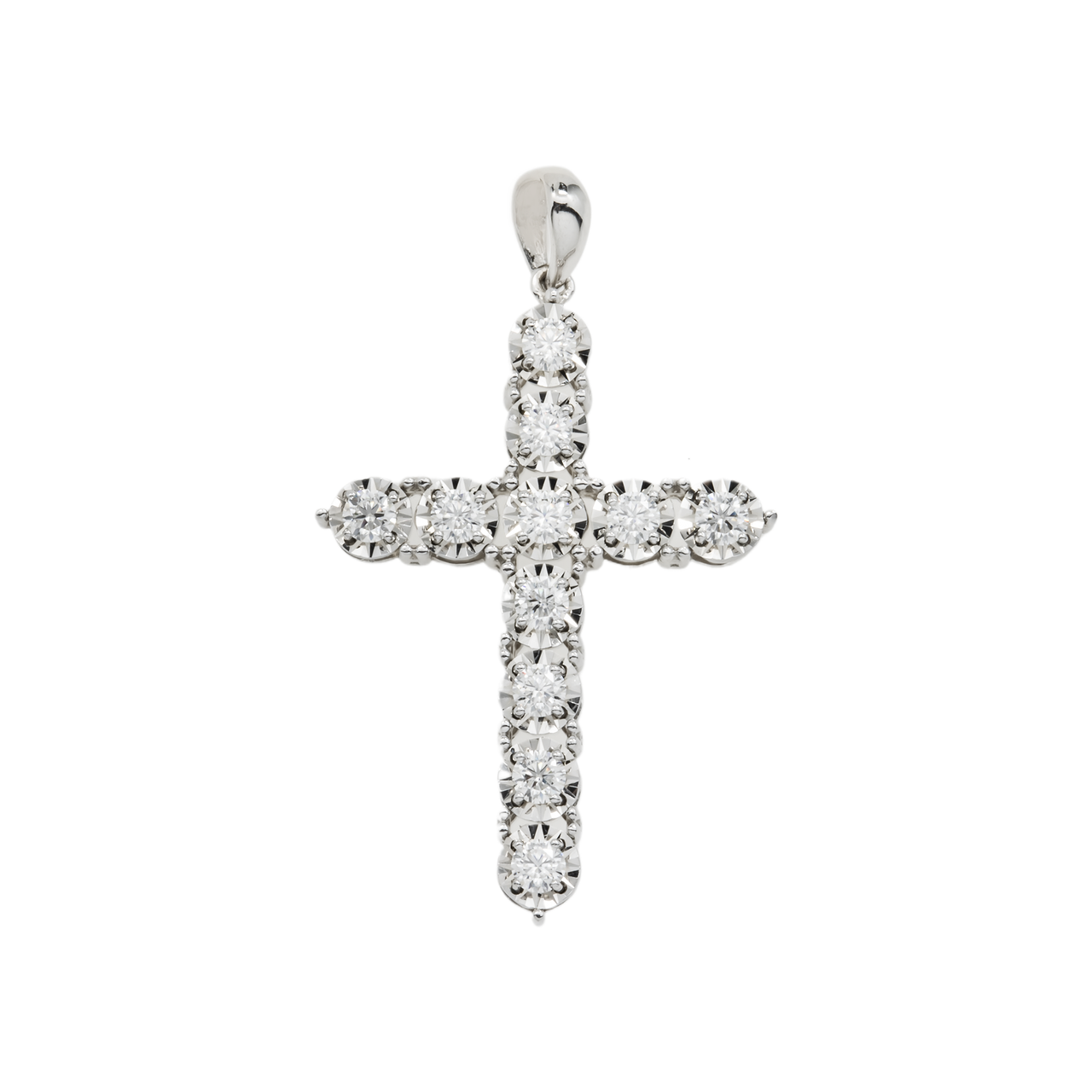 14k White Gold Lab Diamond Cross Pendant 0.75 Ctw
