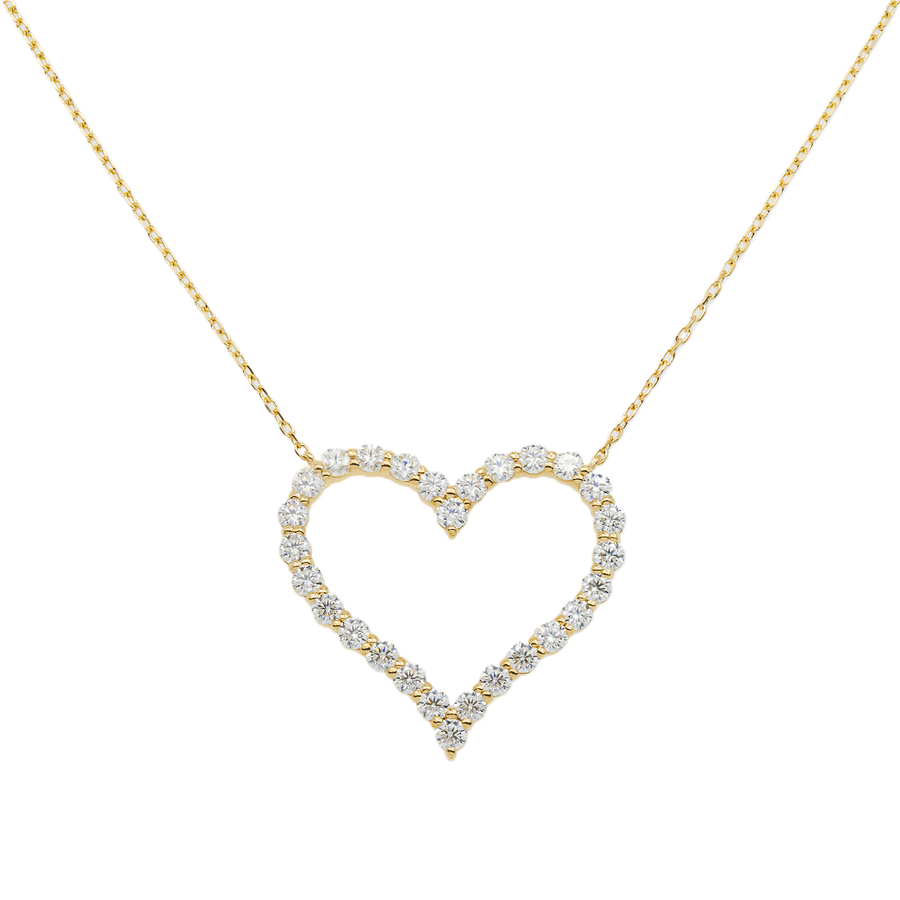 14k White Gold Open Heart Lab Pendant 1.35Ctw
