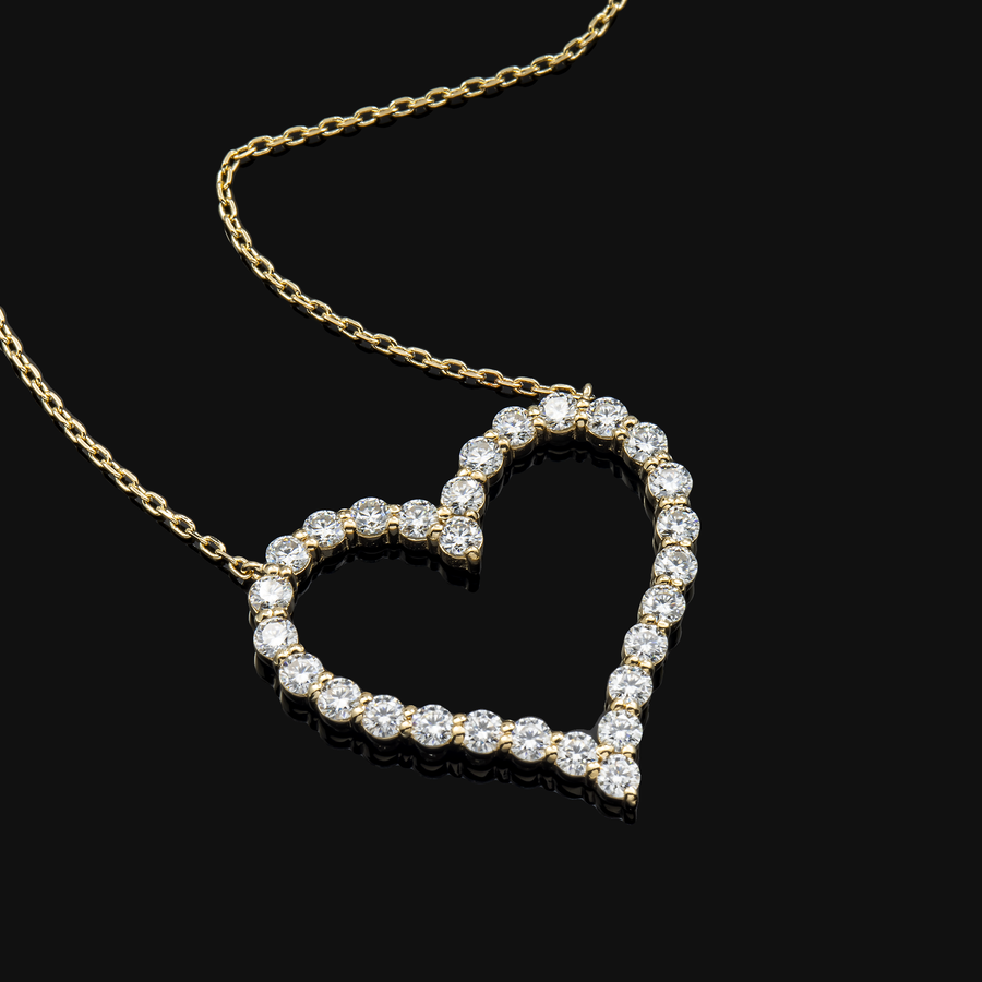 14k White Gold Open Heart Lab Pendant 1.35Ctw