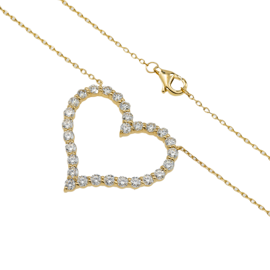 14k White Gold Open Heart Lab Pendant 1.35Ctw