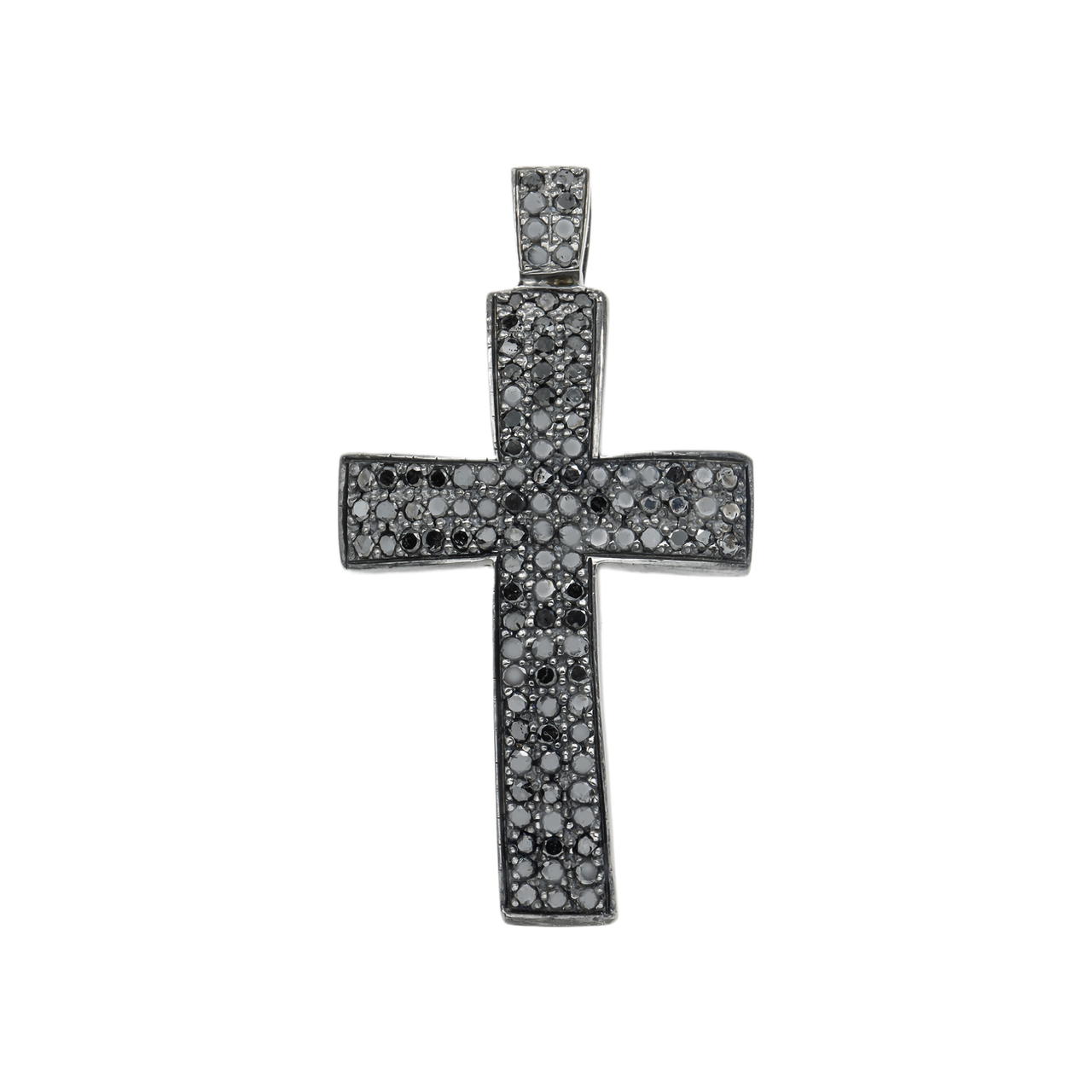 Black .925 Sterling Silver Black Rhodium Cross 1.13ctw