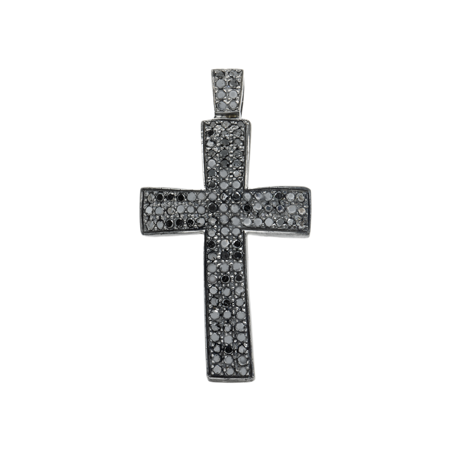 Black .925 Sterling Silver Black Rhodium Cross 1.13ctw