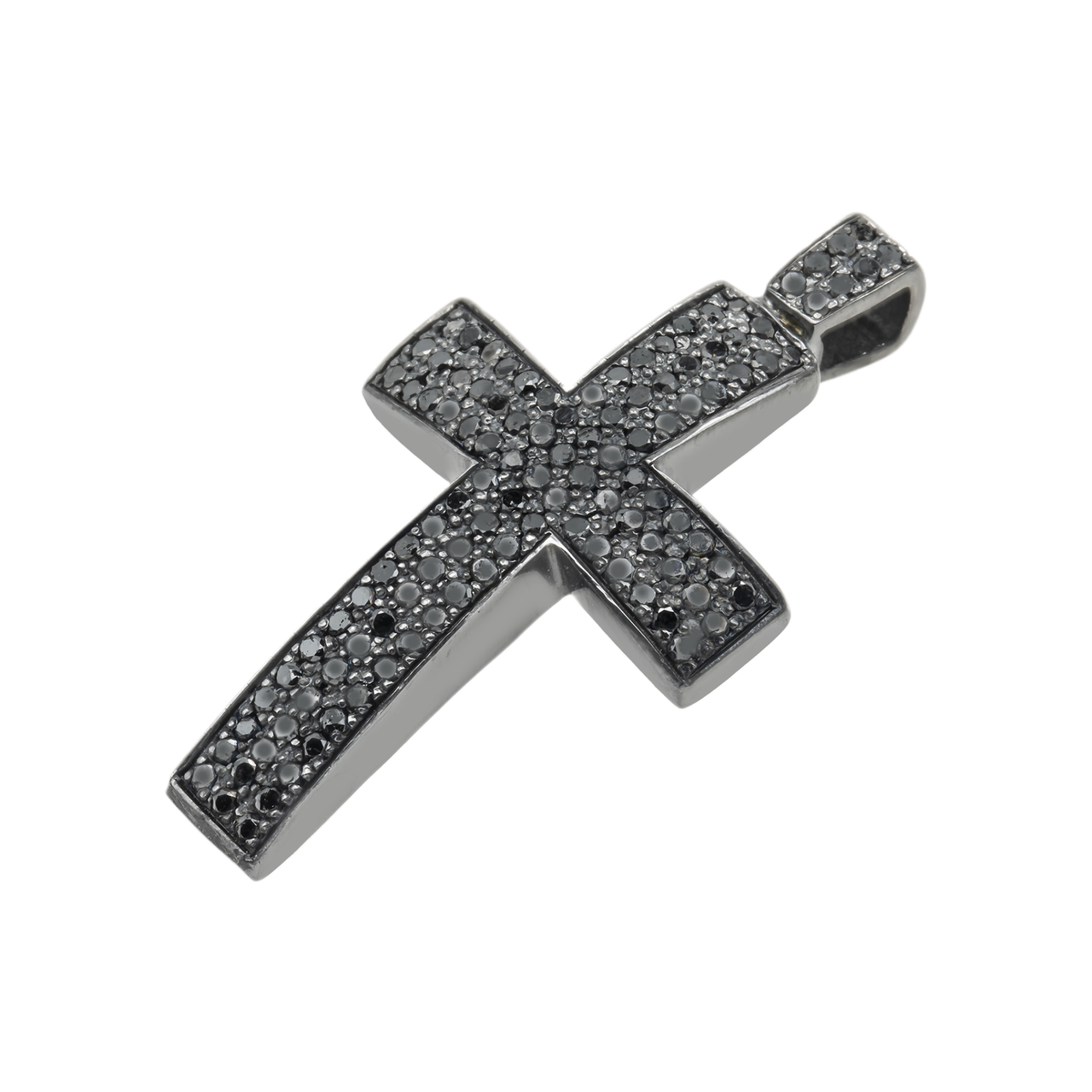 Black .925 Sterling Silver Black Rhodium Cross 1.13ctw