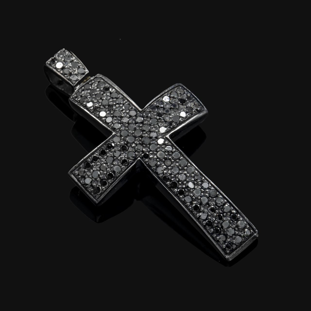 Black .925 Sterling Silver Black Rhodium Cross 1.13ctw