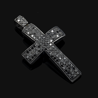 Thumbnail for Black .925 Sterling Silver Black Rhodium Cross 1.13ctw