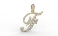 Thumbnail for Yellow Gold Diamond Letter F Initial Script Pendant  0.63 ctw (Copy)