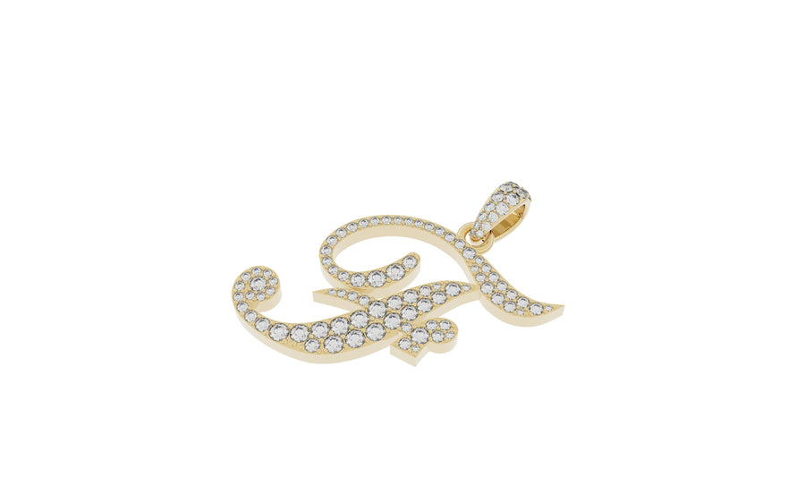 Yellow Gold Diamond Letter F Initial Script Pendant  0.63 ctw (Copy)