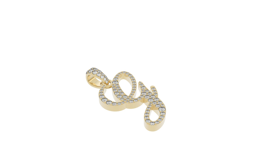 Yellow Gold Diamond Letter G Initial Script Pendant  0.63 ctw