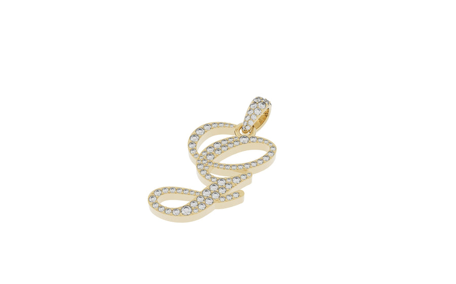 Yellow Gold Diamond Letter G Initial Script Pendant  0.63 ctw