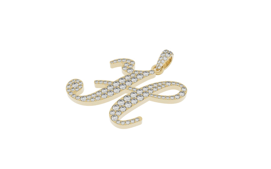 Yellow Gold Diamond Letter H Initial Script Pendant  0.63 ctw (Copy)