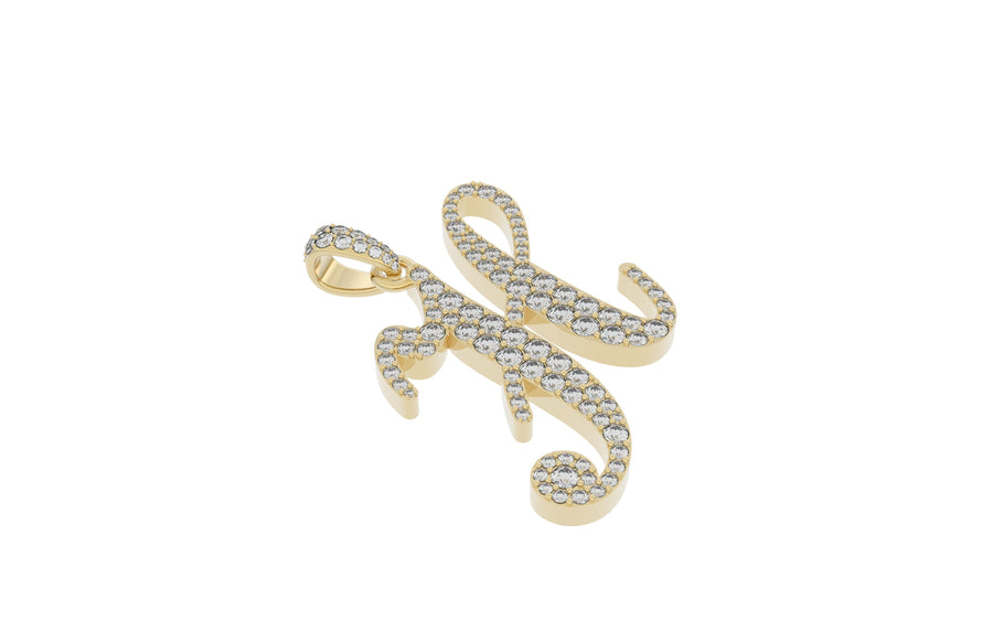 Yellow Gold Diamond Letter H Initial Script Pendant  0.63 ctw (Copy)