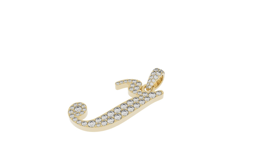 Yellow Gold Diamond Letter I Initial Script Pendant  0.63 ctw (Copy) (Copy)