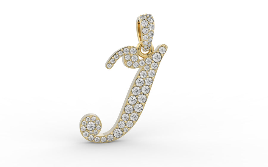 Yellow Gold Diamond Letter I Initial Script Pendant  0.63 ctw (Copy) (Copy)