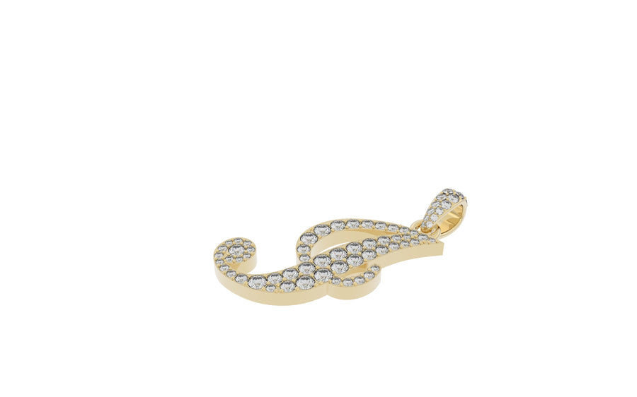 Yellow Gold Diamond Letter J Initial Script Pendant  0.63 ctw (Copy) (Copy) (Copy)