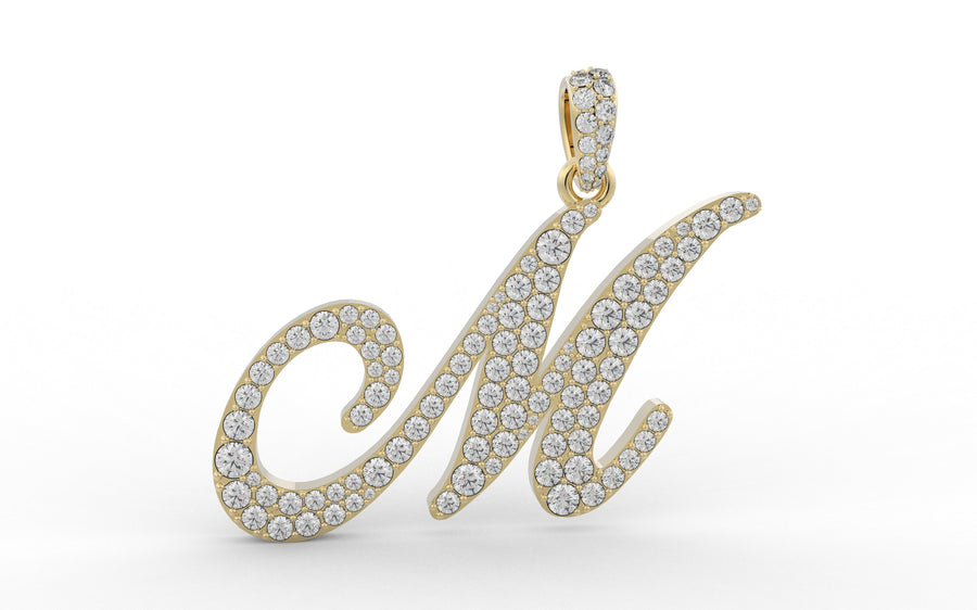 Yellow Gold Diamond Letter M Initial Script Pendant  0.63 ctw (Copy) (Copy) (Copy) (Copy) (Copy)