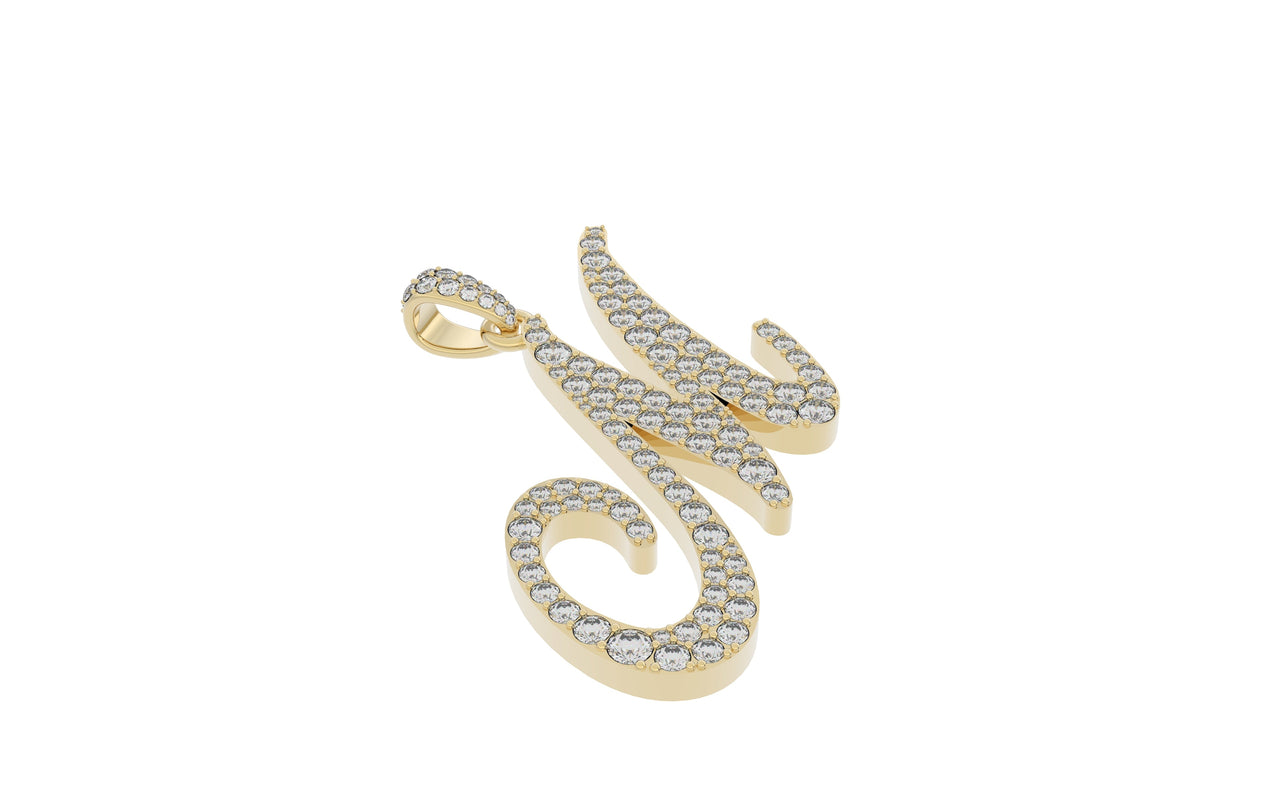 Yellow Gold Diamond Letter M Initial Script Pendant  0.63 ctw (Copy) (Copy) (Copy) (Copy) (Copy)