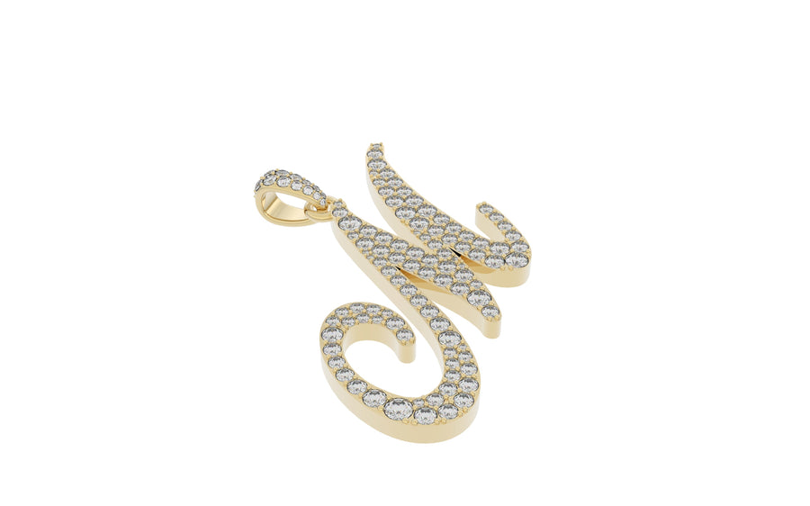 Yellow Gold Diamond Letter M Initial Script Pendant  0.63 ctw (Copy) (Copy) (Copy) (Copy) (Copy)