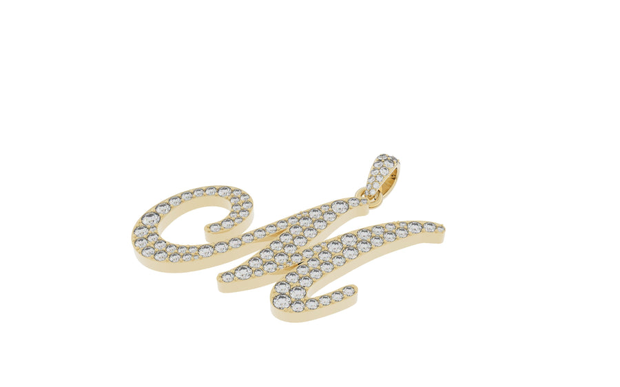 Yellow Gold Diamond Letter M Initial Script Pendant  0.63 ctw (Copy) (Copy) (Copy) (Copy) (Copy)