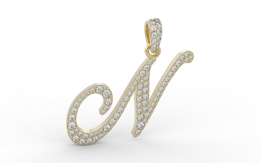 Yellow Gold Diamond Letter N Initial Script Pendant  0.63 ctw (Copy) (Copy) (Copy) (Copy) (Copy) (Copy)