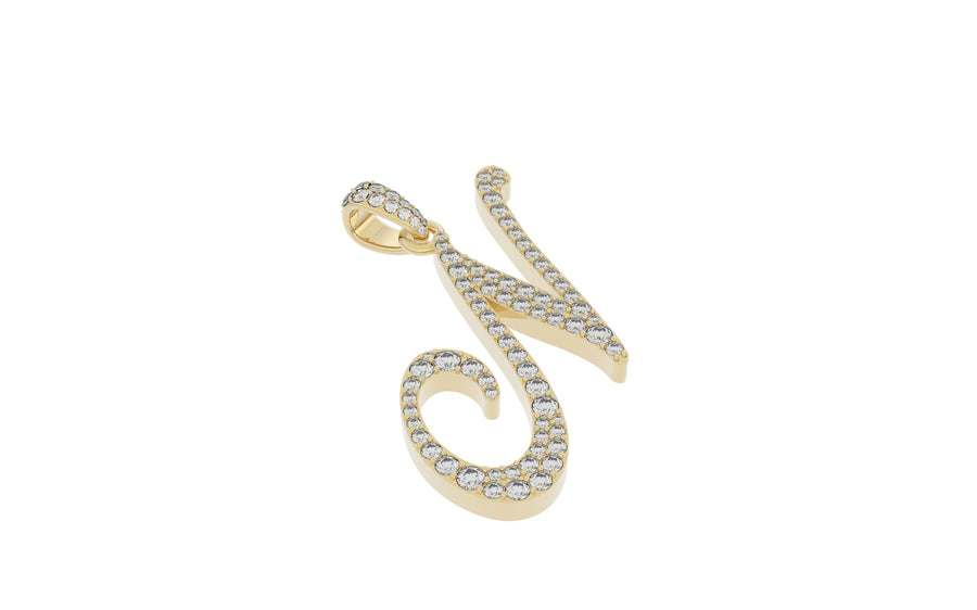 Yellow Gold Diamond Letter N Initial Script Pendant  0.63 ctw (Copy) (Copy) (Copy) (Copy) (Copy) (Copy)