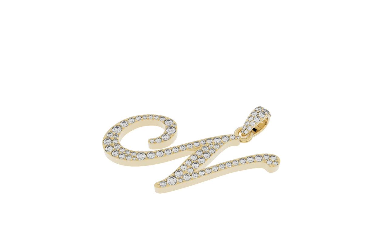 Yellow Gold Diamond Letter N Initial Script Pendant  0.63 ctw (Copy) (Copy) (Copy) (Copy) (Copy) (Copy)