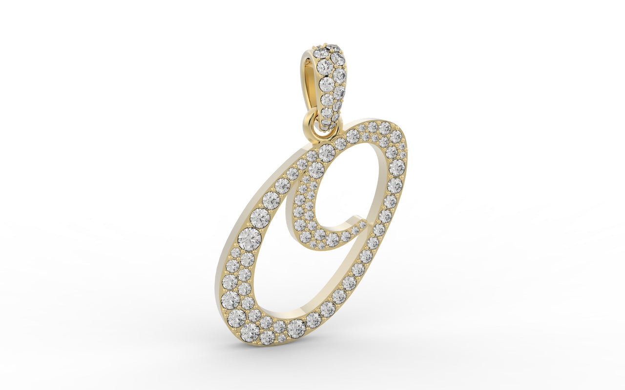 Yellow Gold Diamond Letter o Initial Script Pendant  0.63 ctw (Copy) (Copy) (Copy) (Copy) (Copy) (Copy) (Copy)