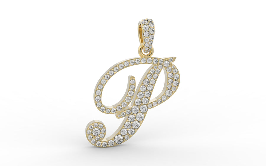 Yellow Gold Diamond Letter p Initial Script Pendant  0.63 ctw (Copy) (Copy) (Copy) (Copy) (Copy) (Copy) (Copy) (Copy)