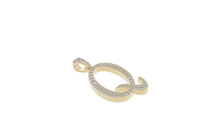 Yellow Gold Diamond Letter q Initial Script Pendant  0.63 ctw
