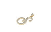 Thumbnail for Yellow Gold Diamond Letter S Initial Script Pendant  0.63 ctw