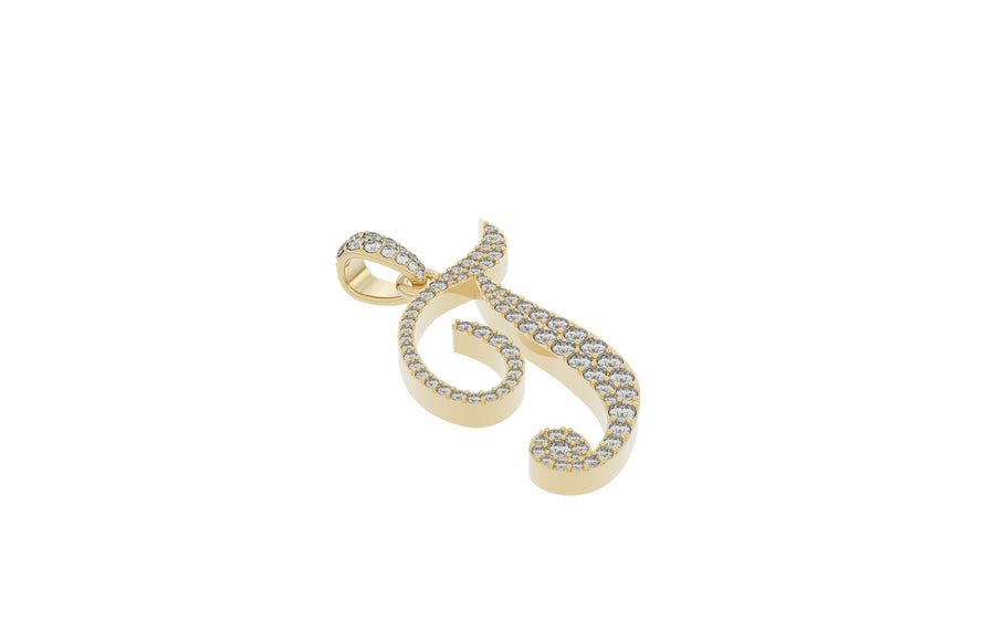 Yellow Gold Diamond Letter t Initial Script Pendant  0.63 ctw (Copy)