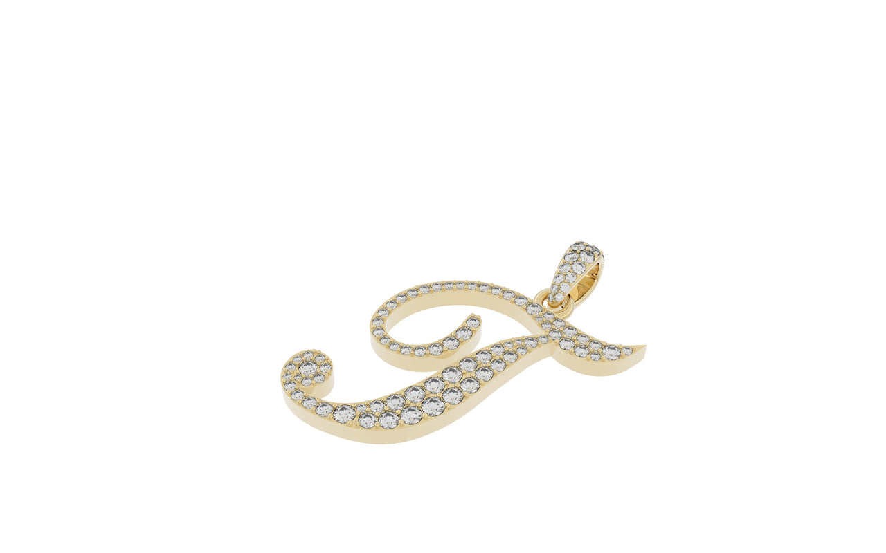 Yellow Gold Diamond Letter t Initial Script Pendant  0.63 ctw (Copy)