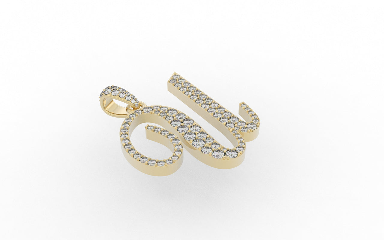 Yellow Gold Diamond Letter u Initial Script Pendant  0.63 ctw (Copy) (Copy)