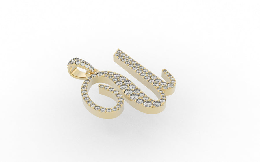 Yellow Gold Diamond Letter u Initial Script Pendant  0.63 ctw (Copy) (Copy)