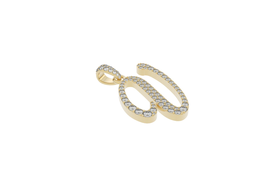 Yellow Gold Diamond Letter v Initial Script Pendant  0.63 ctw (Copy)