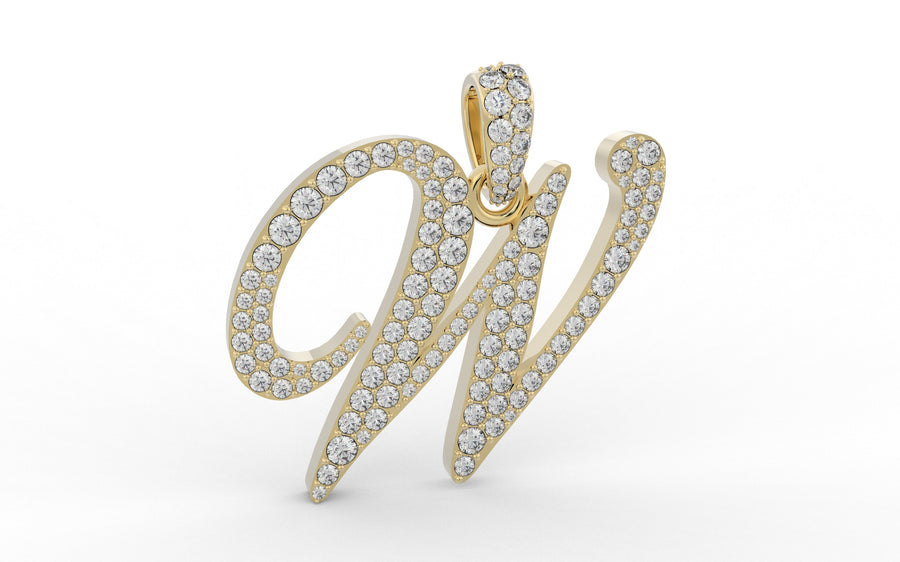 Yellow Gold Diamond Letter w Initial Script Pendant  0.63 ctw (Copy) (Copy)