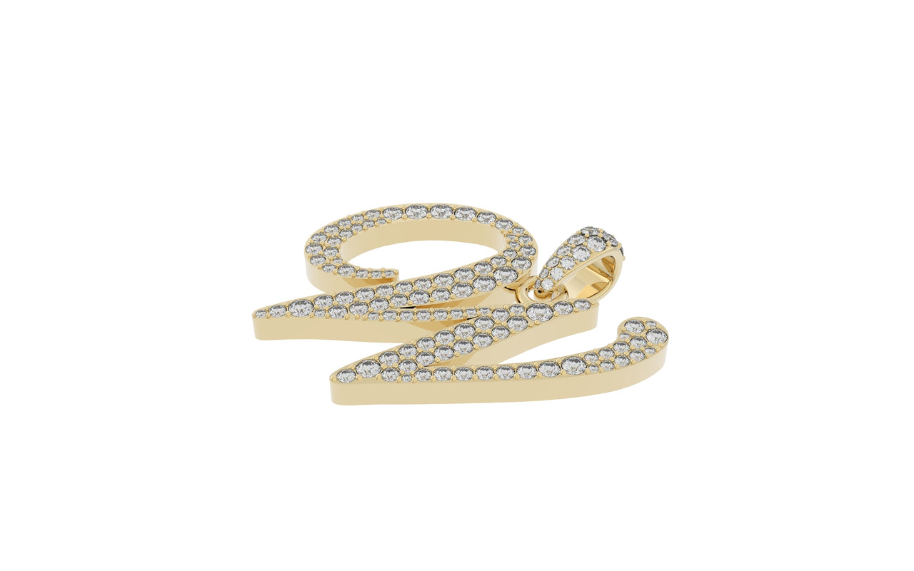 Yellow Gold Diamond Letter w Initial Script Pendant  0.63 ctw (Copy) (Copy)