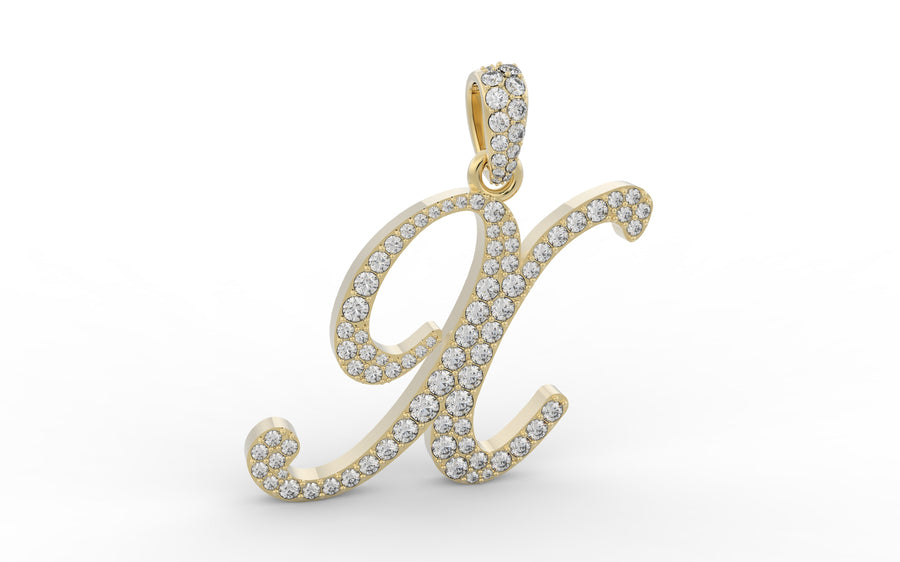 Yellow Gold Diamond Letter x Initial Script Pendant  0.63 ctw (Copy) (Copy) (Copy)