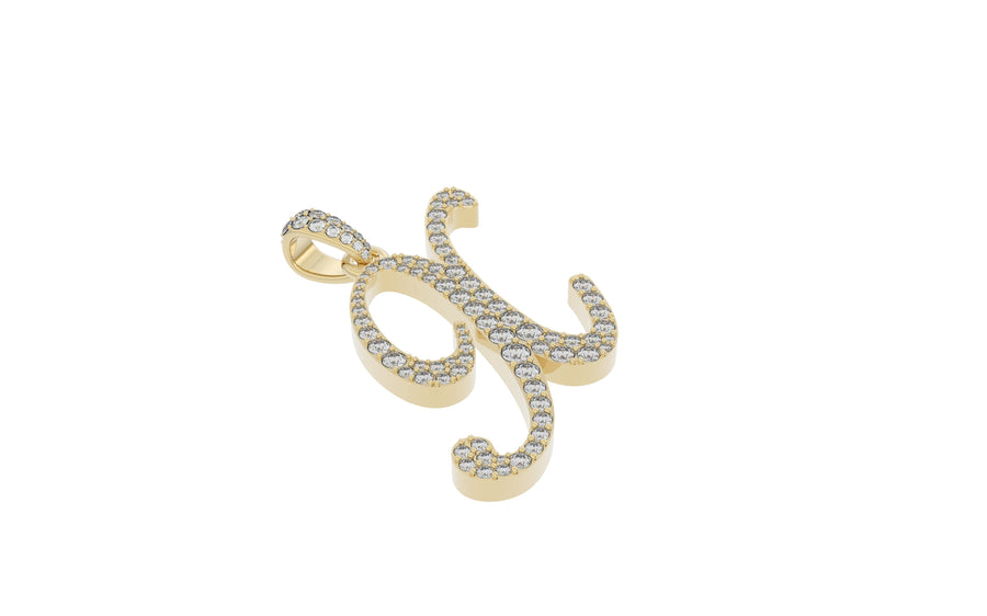 Yellow Gold Diamond Letter x Initial Script Pendant  0.63 ctw (Copy) (Copy) (Copy)