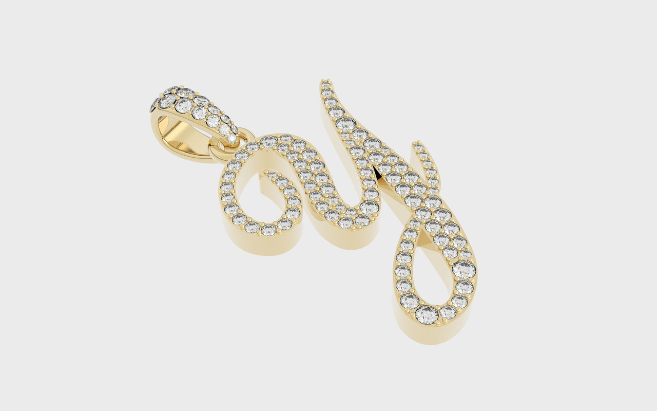 Yellow Gold Diamond Letter Y Initial Script Pendant  0.63 ctw (Copy