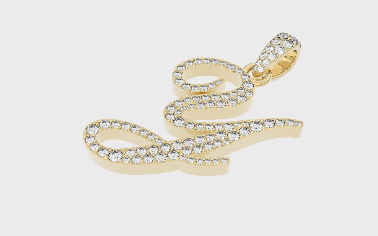 Yellow Gold Diamond Letter Y Initial Script Pendant  0.63 ctw (Copy