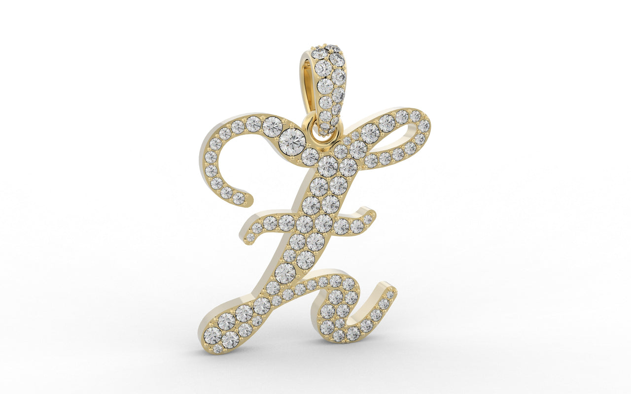 Yellow Gold Diamond Letter z Initial Script Pendant  0.63 ctw (Copy (Copy)